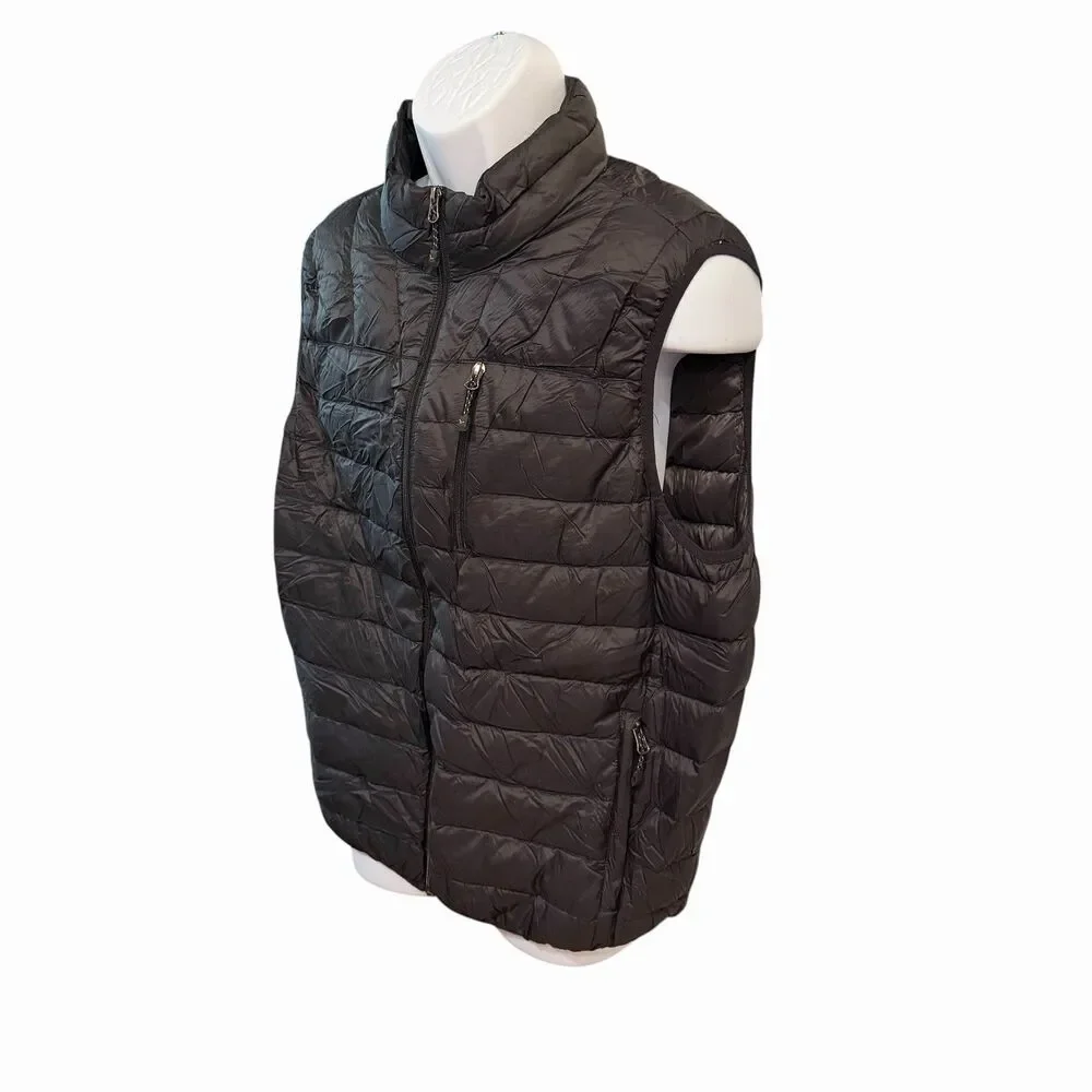 Hawke & Co Men's Puffer Vest XL Nylon Down Fill Quilted Full Zip Black